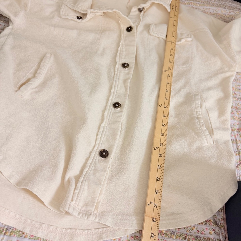 Free People Ruby Jacket Cream Fleece Oversized Button Down Shacket Womens M - Picture 10 of 10